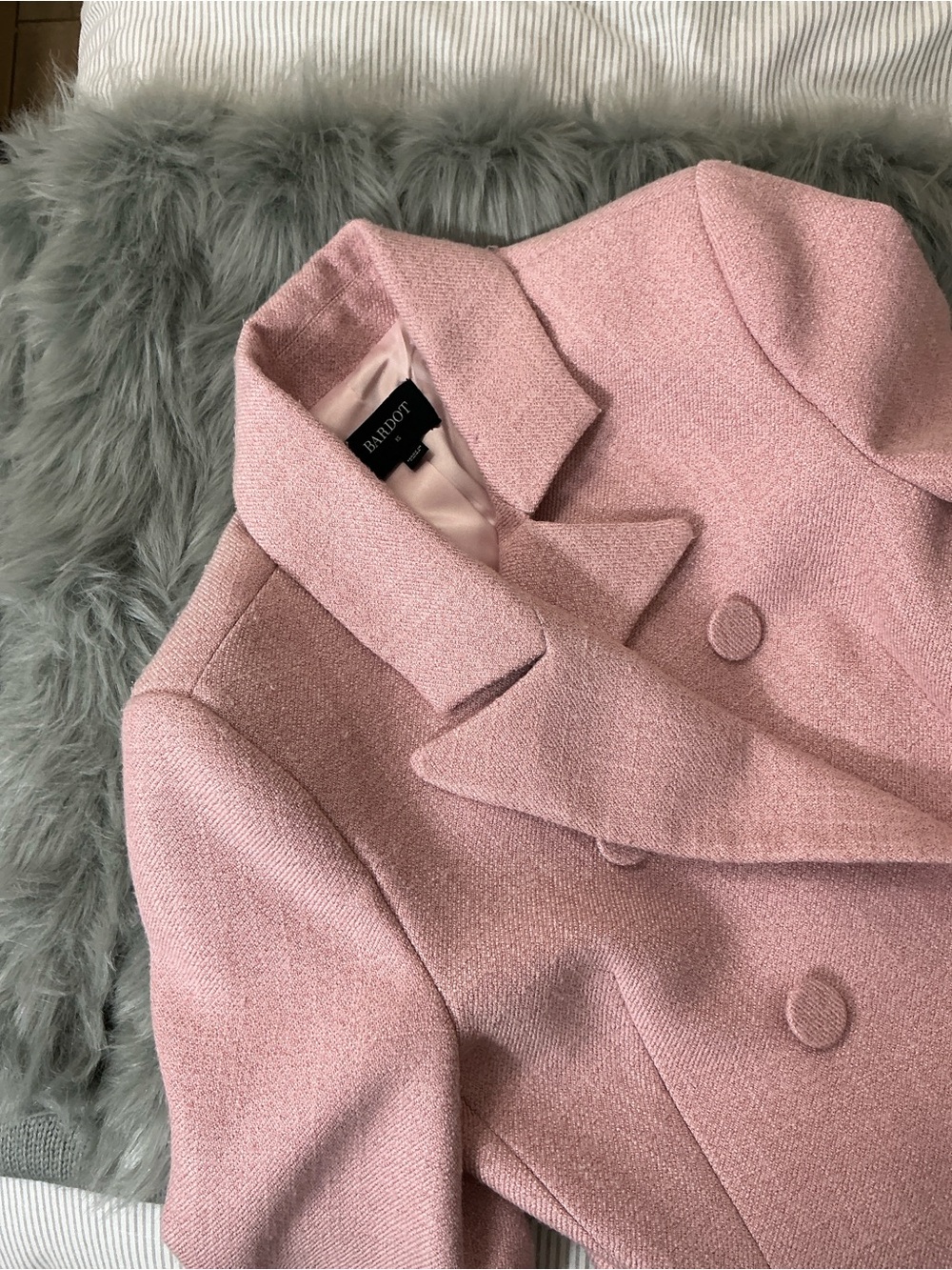 Bardot Pink Double-Breasted Pea Coat